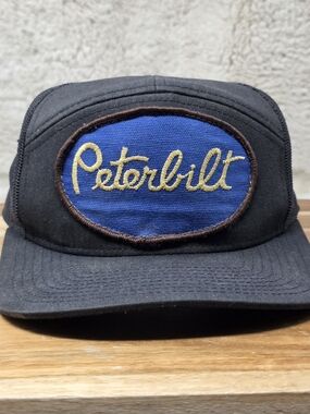 Peterbilt Black Trucker Hat with Blue Patch